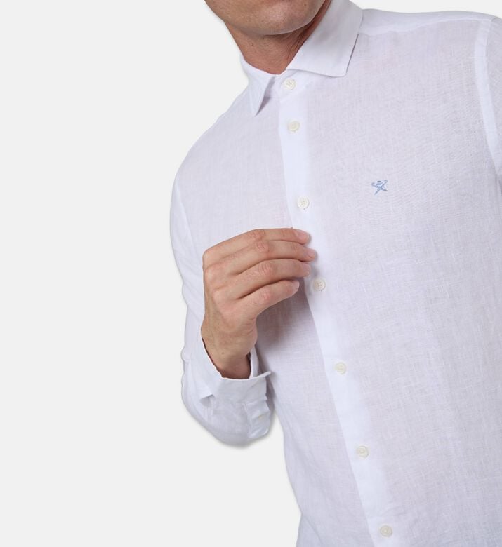 Hackett London Logo-embroidery Regular-fit Shirt, White, Xl, Model View