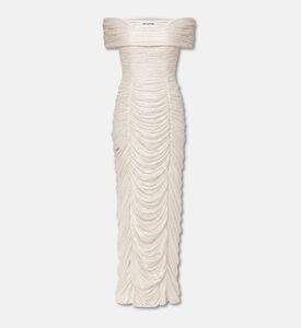 Suzy Matar Off-shoulder Ruched Evening Gown, White, L, Packshot View