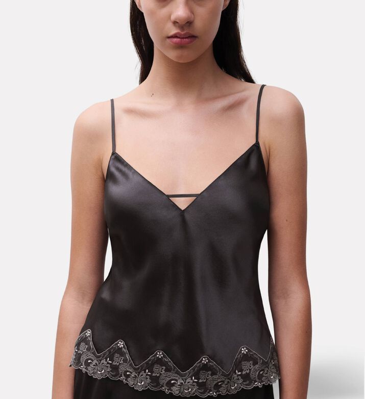 Chantelle Satin Lace-trimmed Camisole, Model View