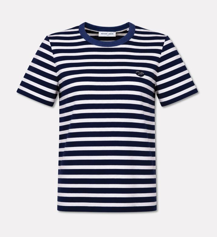 Maison Labiche Striped Patch Heart-detail T-shirt, Packshot View