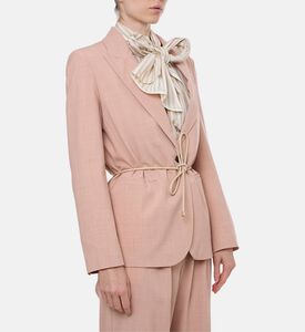 Forte-Forte Belted Waist Notch Lapel Jacket, Model View