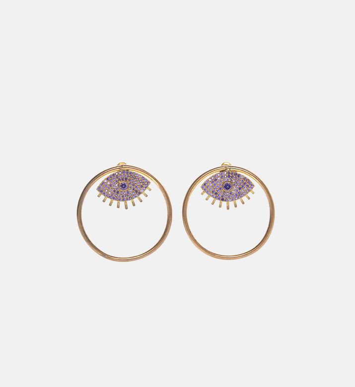Gold-plated Rose Quartz Crystal Eyes-shaped Earrings