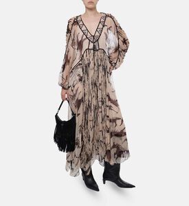 Mes Demoiselles Sheer-print Zig-zag Trim Maxi Dress, Model View