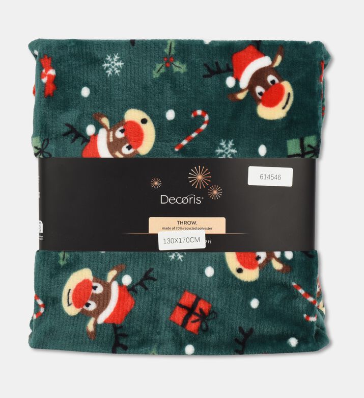 Kaemingk Throw Flannel Deer Print Green, Packshot View