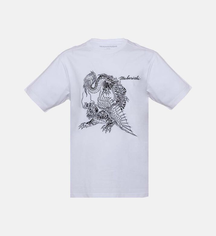 تيشيرت بأكمام قصيرة بنقشة نمر وتنين