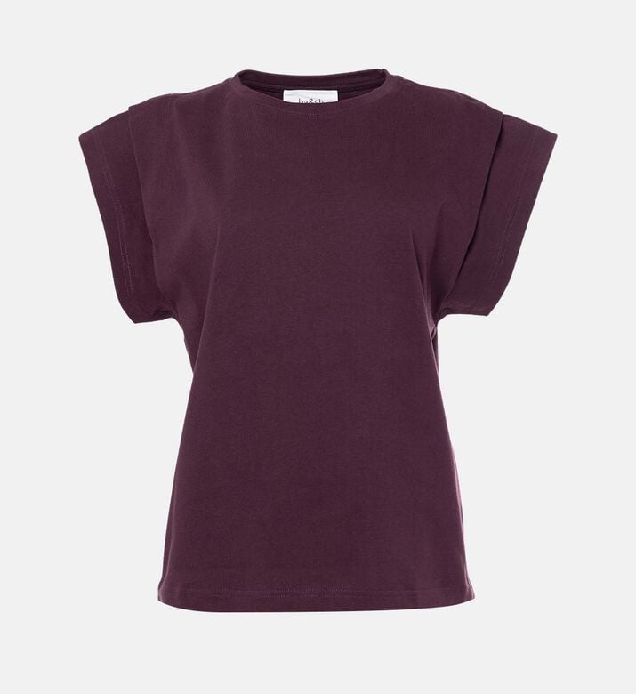 Padded Shoulders Ribbed T-shirt