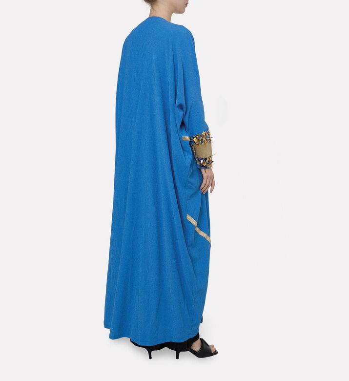 Dalia Al Azem Diagonal Gold-taping Sequined Abaya, Model View