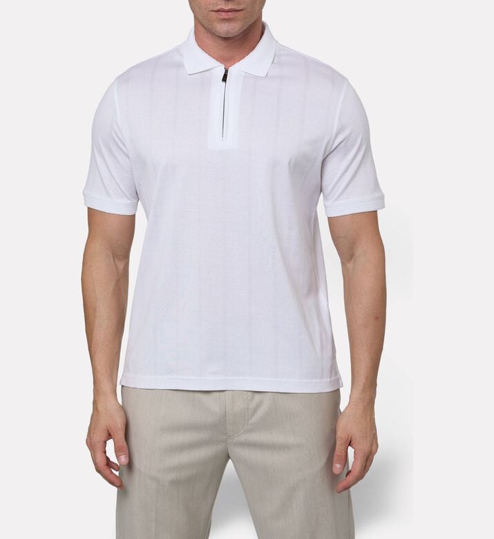 Pal Zileri Traditional Knit Slim-fit Polo, White, 54, Model View