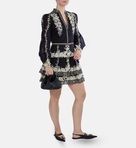 Alice and Olivia Valencia Deep V-neck Blouson Mini Dress, Model View