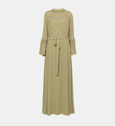 High Collar Long-sleeve Dress