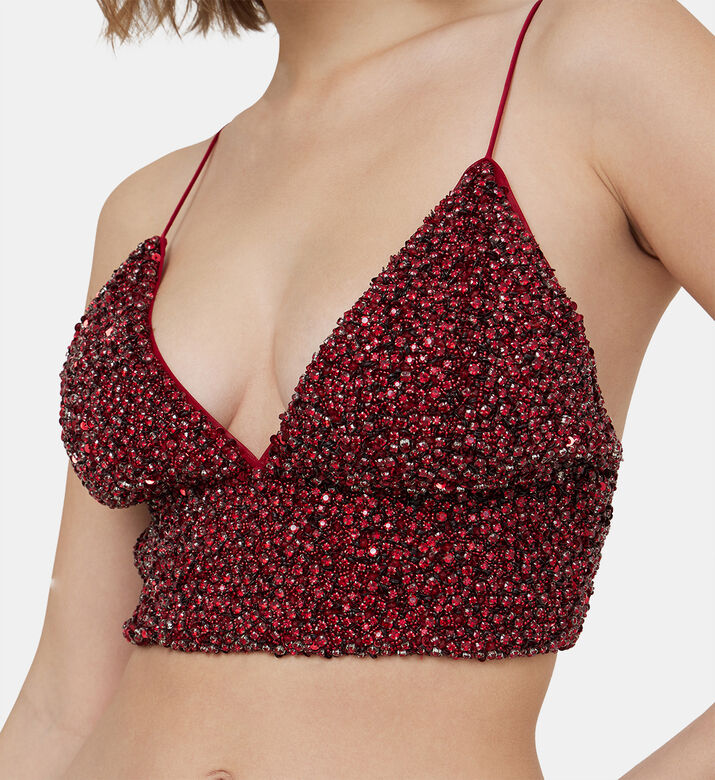 بلوزة حمالة كارلي كريستال مزينة