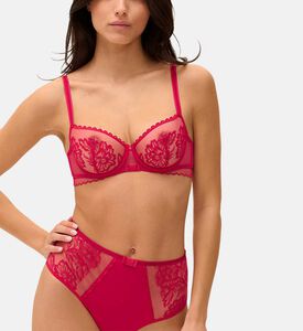 حمالة صدر نصف كوب بدون حشوة بتطريز أزهار