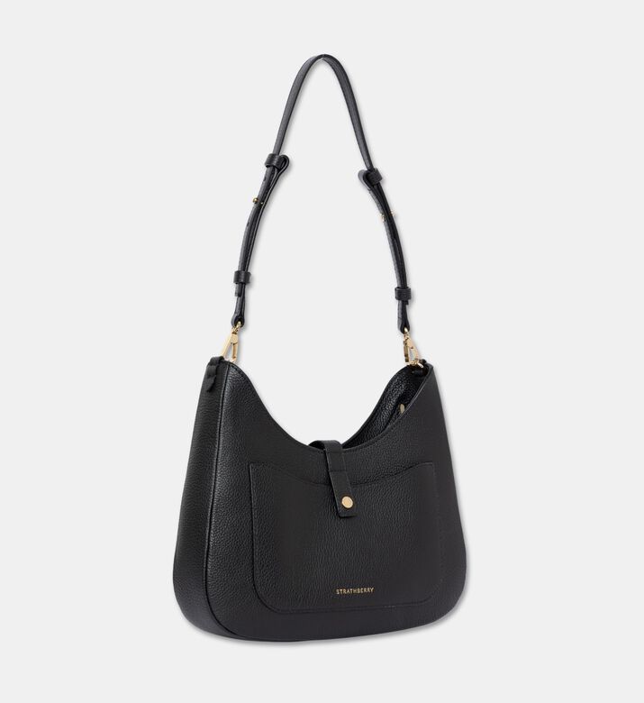 Strathberry Kite Fine Grain Leather Sling Bag, Black, Packshot View