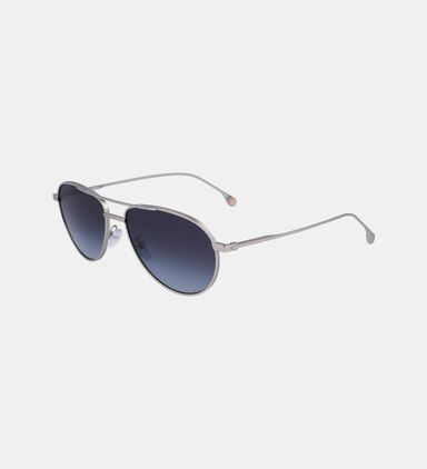 Polished Silver-tone Aviator Sunglasses 57