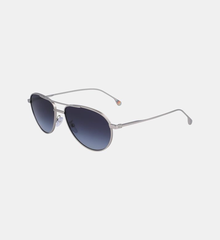 Polished Silver-tone Aviator Sunglasses 57