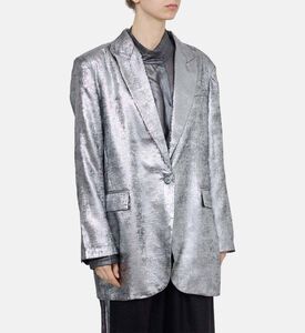 جاكيت بصف أزرار واحد بتأثير معدني