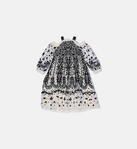 Embroidered Tulle Tiered Dress