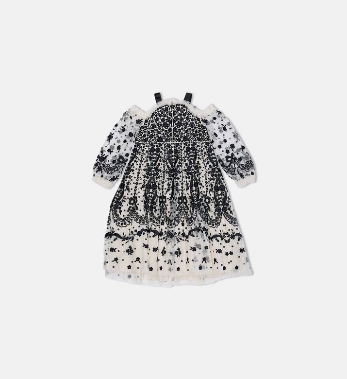 Embroidered Tulle Tiered Dress