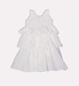 فستان واسع بدون أكمام بتفاصيل كشكشة