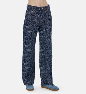 Ganni Floral Tapestry Wide-leg Jeans, Model View