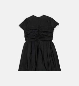 La Mia Bambina Scalloped Trims Pleated Dress, Black, 12y, Packshot View