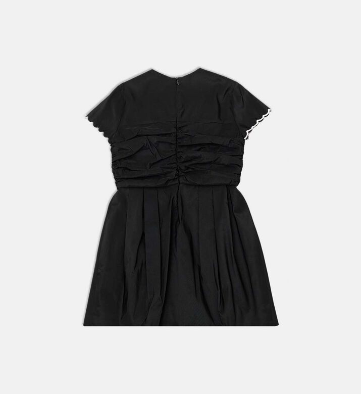 La Mia Bambina Scalloped Trims Pleated Dress, Black, 12y, Packshot View