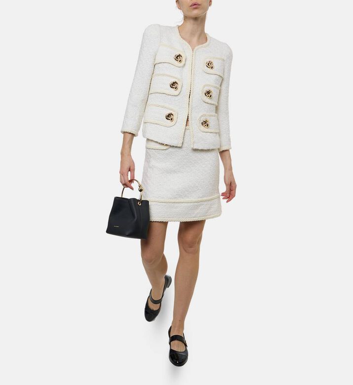 Edward Achour Paris Gold Embellished Mini Skirt, Model View Edward Achour Paris Gold Embellished Mini Skirt, Model View