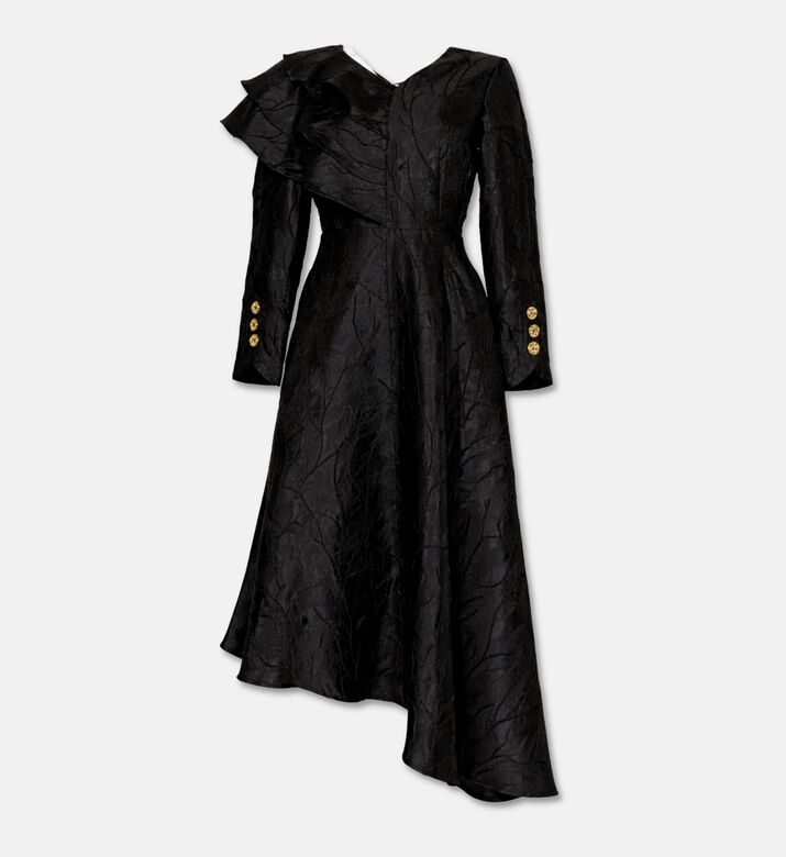 Poca and Poca Ruffled Long-sleeve Midi Dress, Packshot View