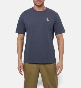 Maison Kitsune Embroidered Patch Straight-cut T-shirt, Blue, Xl, Model View