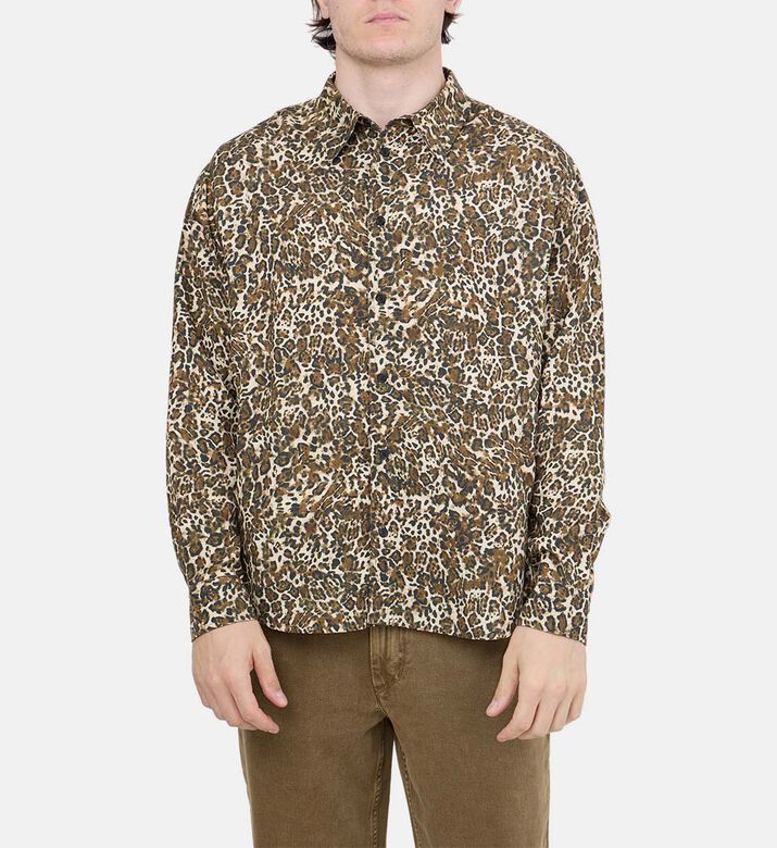 Leopard-print Button-down Shirt