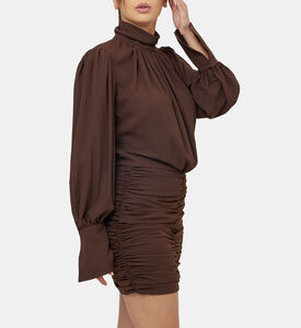 فستان منسوج بتفاصيل مجمعة من يبا