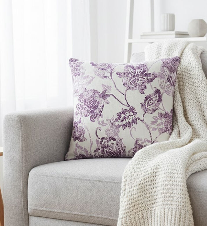 Home Deco and More Lilac Cotton Square Filled And Vaccumed Cushion, Packshot View