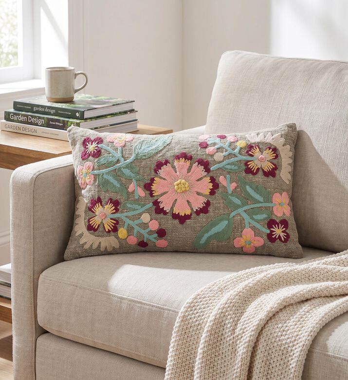 Home Deco and More Carmen Embroidered Throw Pillow 35x60 Cm, Packshot View