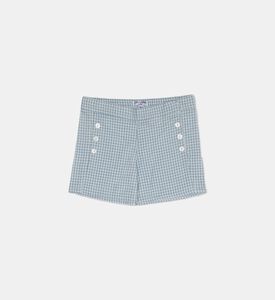 شورت بخصر متوسط بطبعة غينغهام