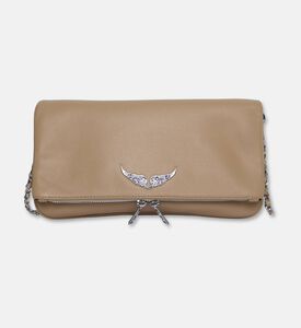 Zadig et Voltaire Rock Grained Leather Clutch, Natural, Packshot View