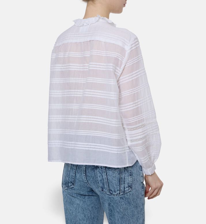 Isabel Marant Ruffled Pintuck Long-sleeve Blouse, Model View