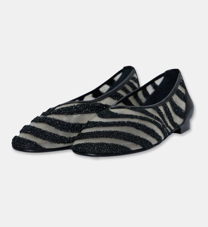 Atana Silver Mesh Zebra-stripe Ballerinas, Packshot View