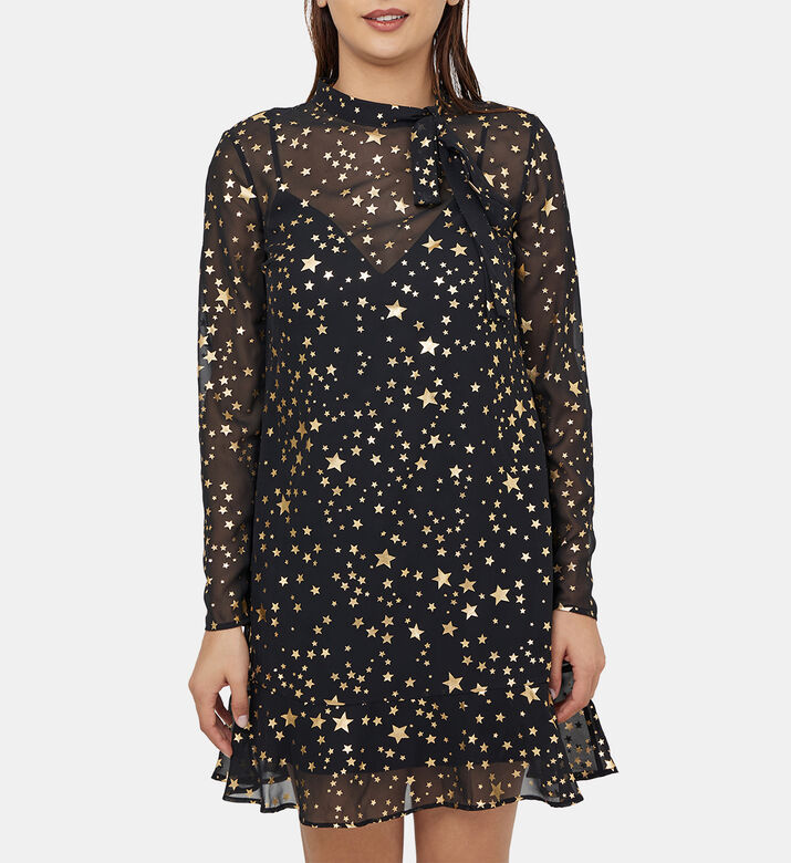 Star Motif Semi Sheer Dress Star Motif Semi Sheer Dress