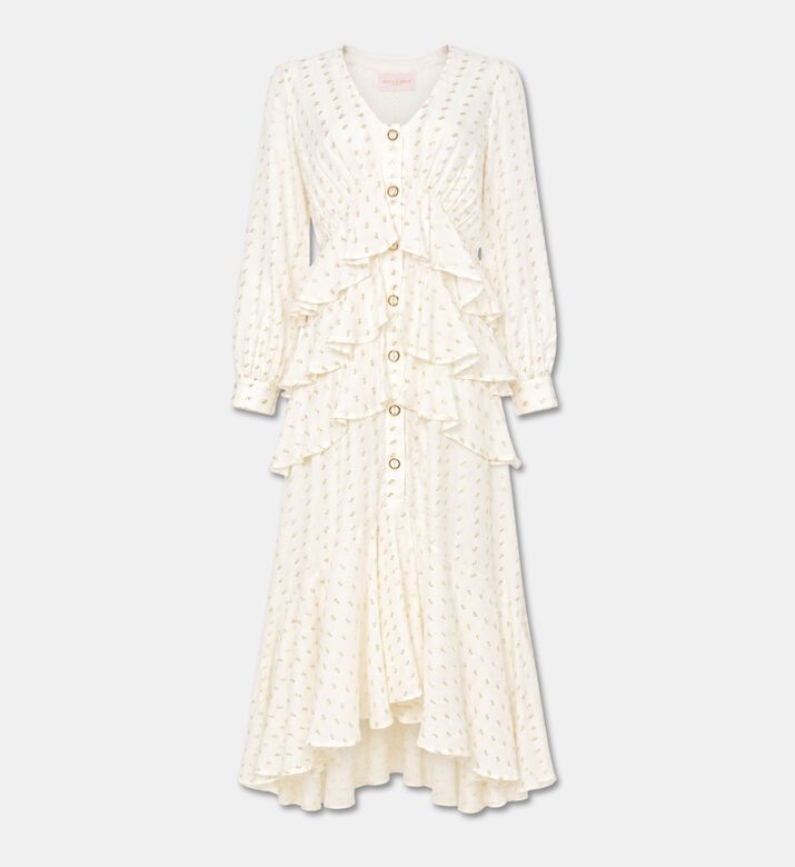 Poca and Poca Ruffled Button-front Long-sleeve Dress, Packshot View
