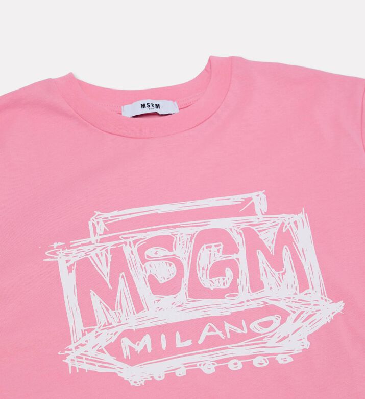 M S G M Short-sleeve Cropped T-shirt, Pink, 6y, Packshot View