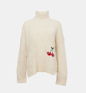 Fleece Cherry-embroidery Sweatshirt