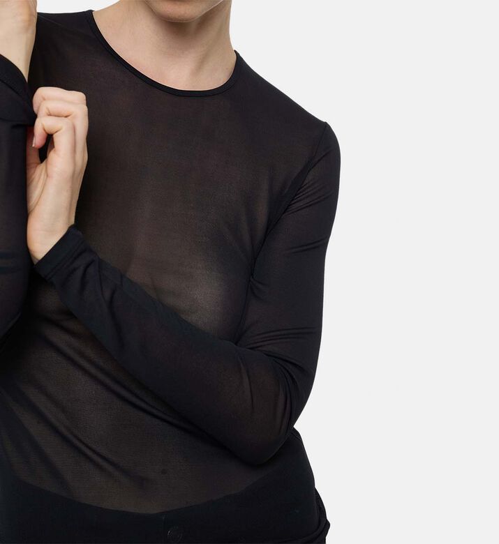 Mesh Fitted Long-sleeve Top