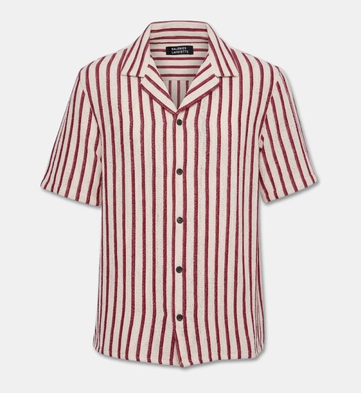 Galeries Lafayette Striped Open-collar Knit Shirt, Packshot View