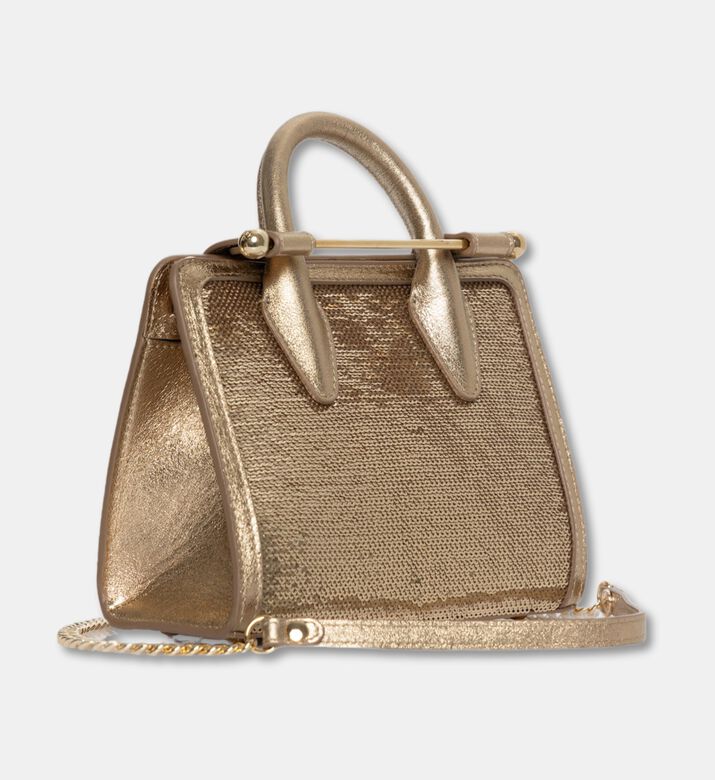 Strathberry Nano Tote Sequin Bag, Gold, Packshot View