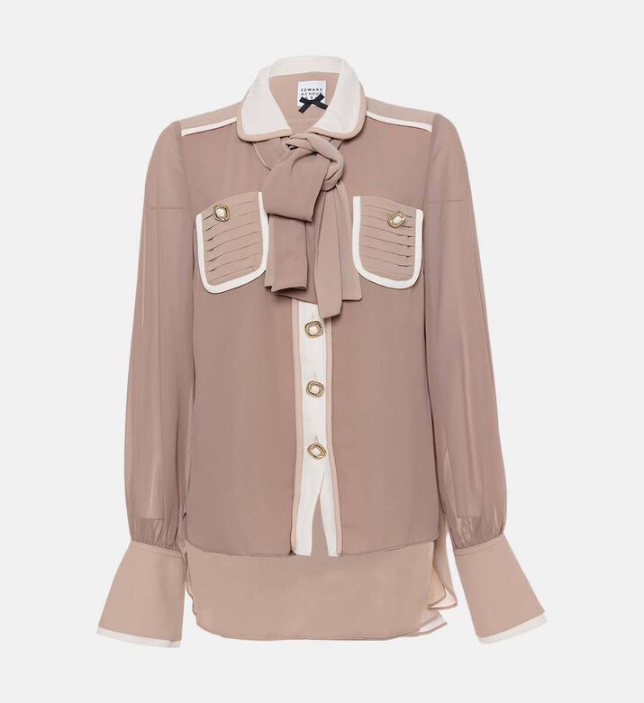 Edward Achour Paris Tie-neck Long-sleeve Blouse, Packshot View