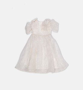 فستان بكتافات مزين بخيوط ذهبية