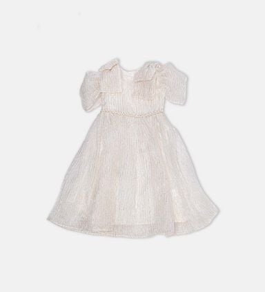 Golden-threaded Shoulder Bows Dress
