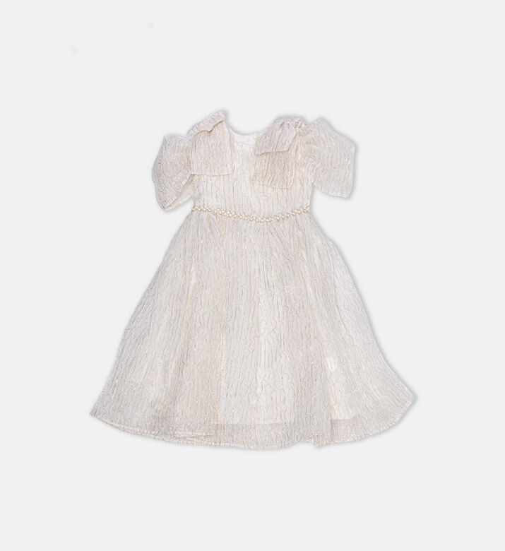 Golden-threaded Shoulder Bows Dress