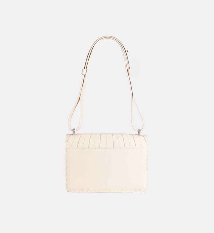 Camille Fournet Signature Calf Leather Pleated Shoulder Bag, Cream, Packshot View