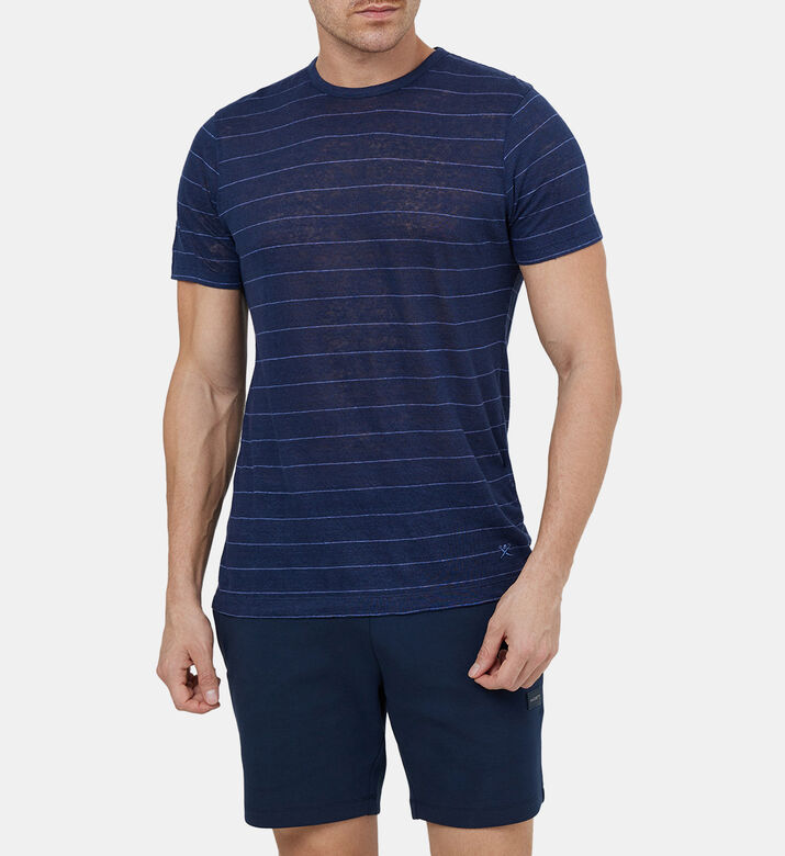 Linen Stripped Classic-fit T-shirt
